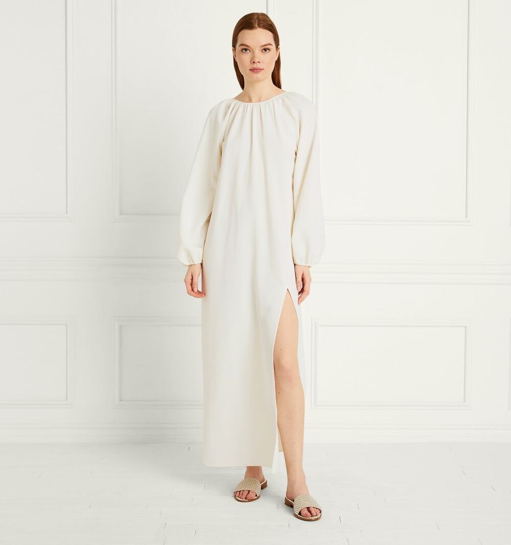 Hill House Simone Long Sleeve Maxi Dress in Coconut Milk Size L